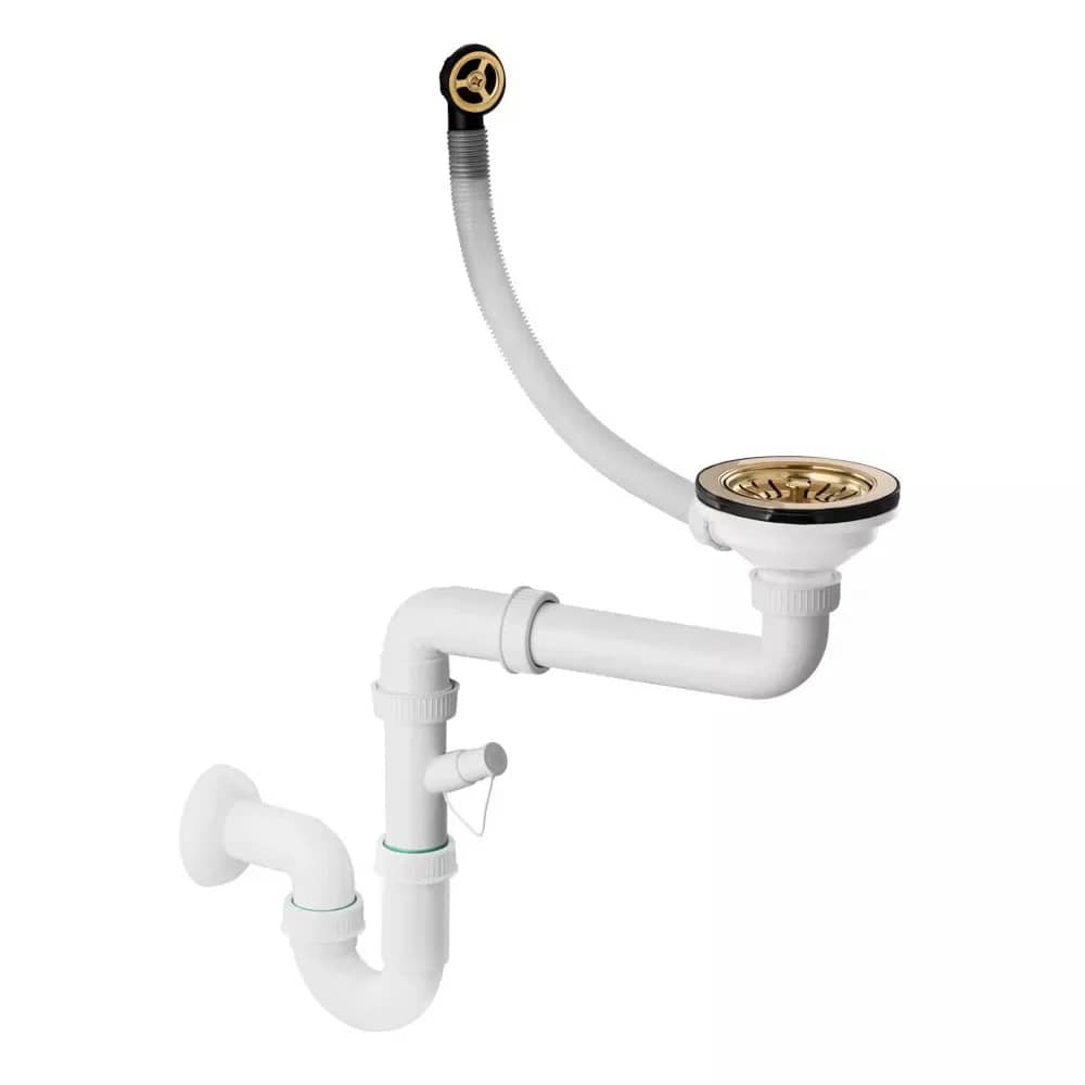 Siphon manuel pour évier 1 bac, 5 coloris, coloris Or, vue produit