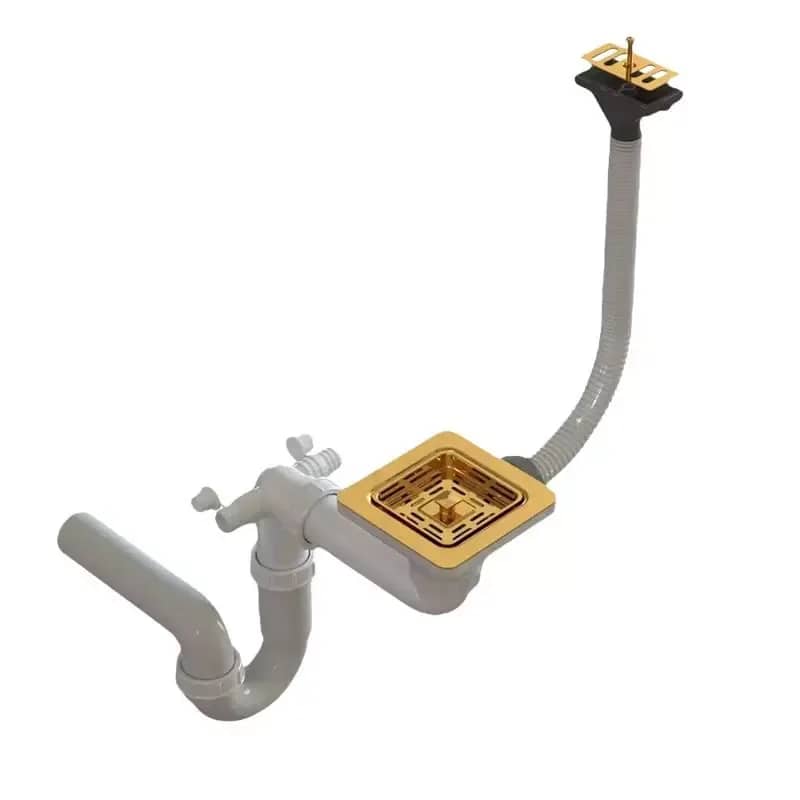 Siphon manuel York pour évier 1 bac, coloris Or, vue produit