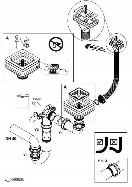 Siphon manuel York pour évier 1 bac, vue complémentaire