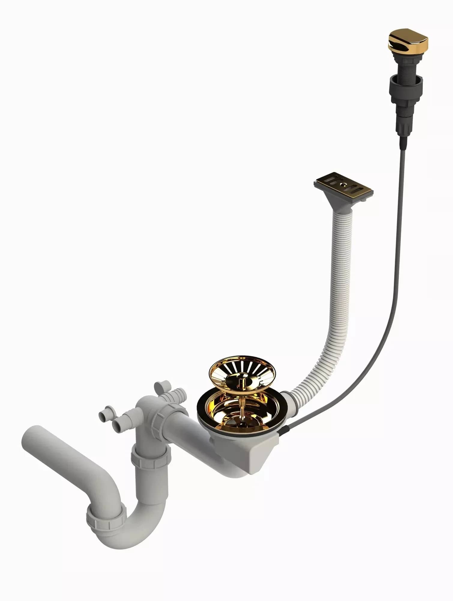 Siphon à trop-plein rectangulaire pour évier 1 bac, coloris Or, vue produit
