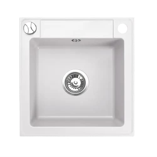Évier en granit Belmondo 1 bac 46 × 44 cm, coloris Blanc arctique, vue produit