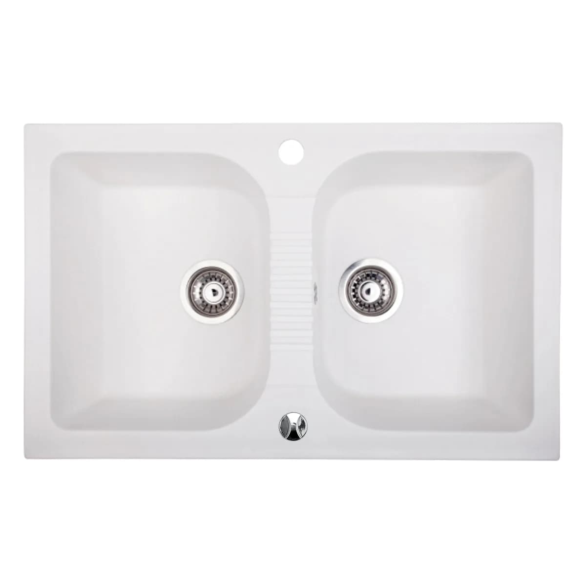Évier en granit Elios 20 2 bacs réversible 78 × 49 cm, coloris Blanc arctique, vue produit