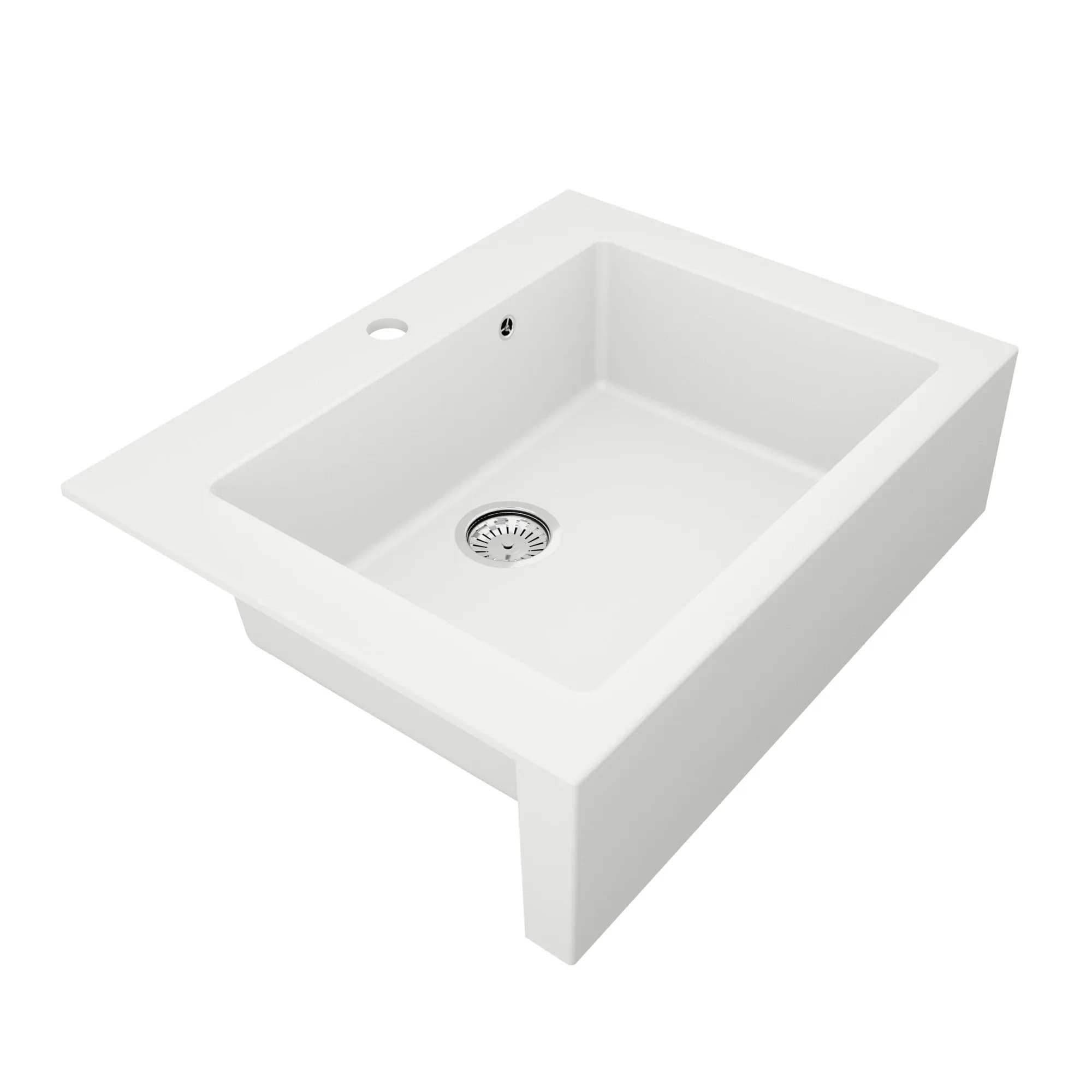 Évier granit Farmer timbre d'office 79 × 61 cm, coloris Blanc arctique, vue produit