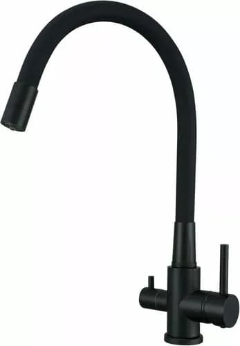 Mitigeur de cuisine Tanita 3 voies à bec flexible, coloris Noir mat, vue produit