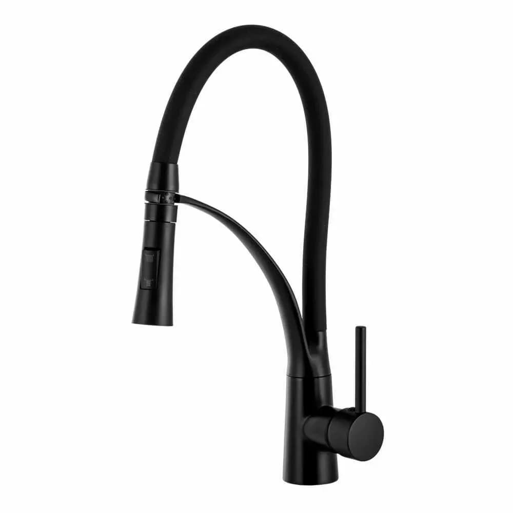 Mitigeur de cuisine Pelican à douchette extractible, 4 finitions, coloris Chrome, vue produit — Noir mat