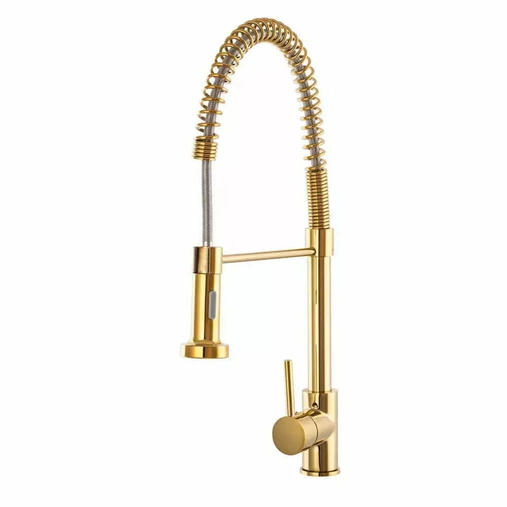 Mitigeur de cuisine Spiral Gold avec douchette, coloris Or, vue produit