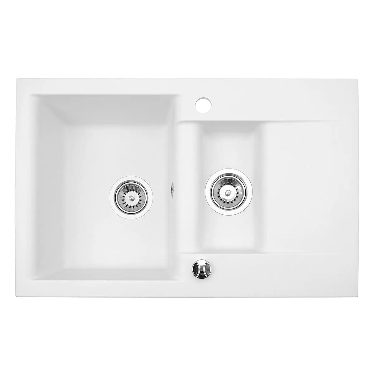 Évier en granit Estein 1,5K 1 bac et demi réversible 78 × 50 cm, coloris Blanc arctique, vue produit