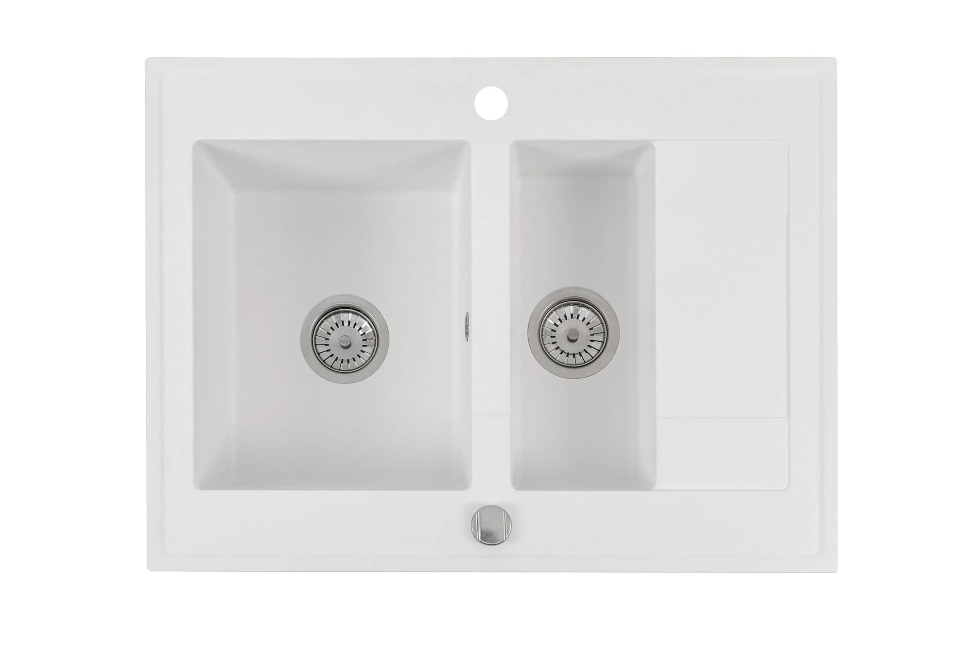 Évier en granit Grande 1,5 à poser 1 bac et demi 80 × 60 cm, coloris Blanc arctique, vue produit