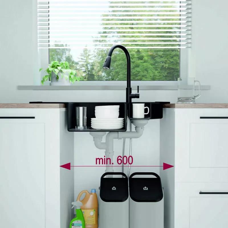 Schéma d'implantation : meuble d'angle de 60 cm minimum